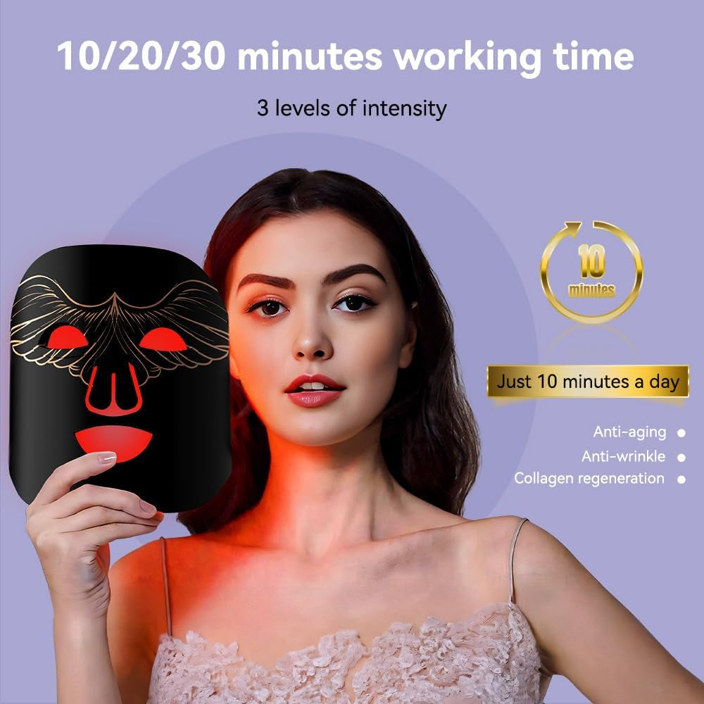 Masque De Luminothérapie À LED, 4 Couleurs, Rajeunissement De La Peau, 240 LED, Masque De Lumière Rouge, Masque De Luminothérapie Pour Soins De La Peau Du Visage, Anti-Âge (Or)